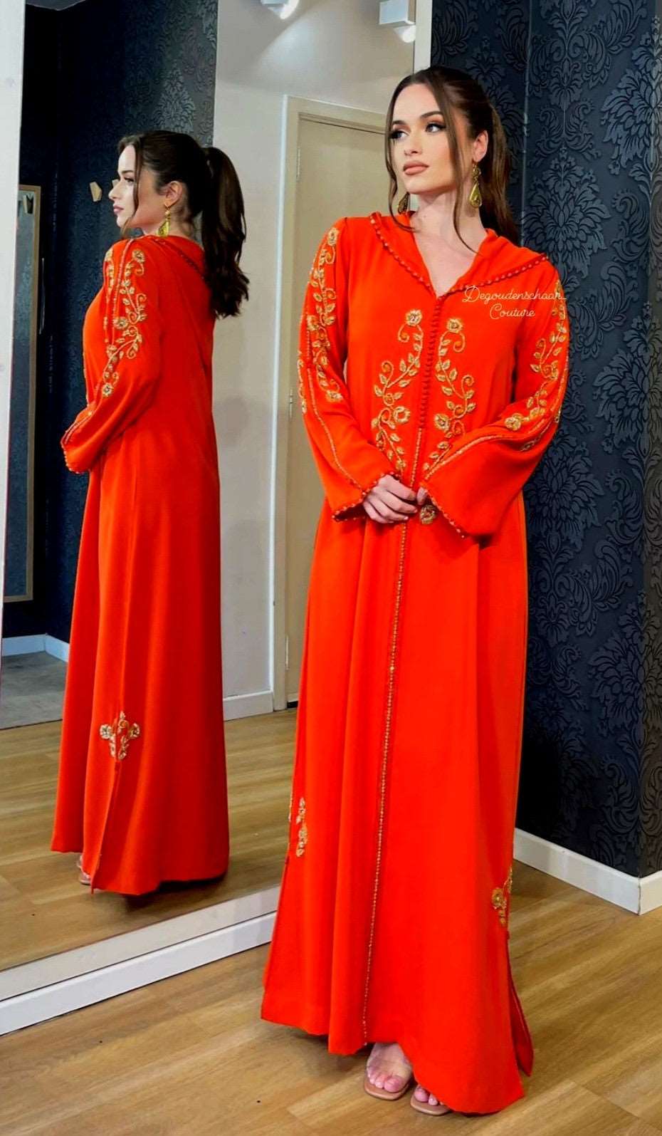 Jellaba marocain couleur orange